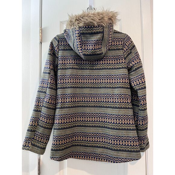 Mossimo Supply Co. Geometric Aztec Print Jacket Faux Fur Hood Women's M - Picture 2 of 11